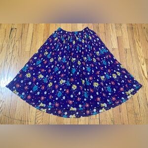 Vintage, semi-sheer skirt with flowers and polka dots